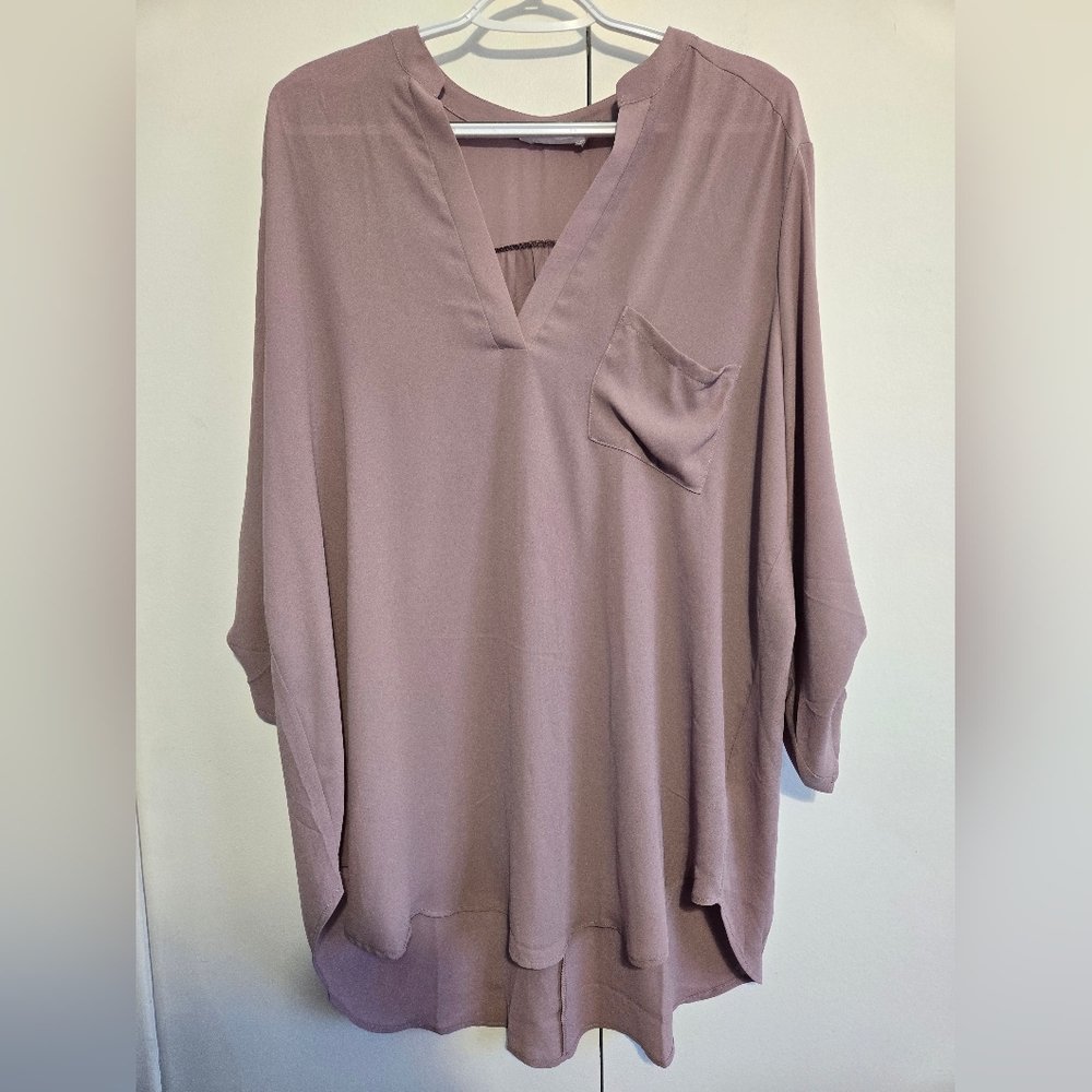All in Favor Dusty‎ Pink V-Neck Blouse